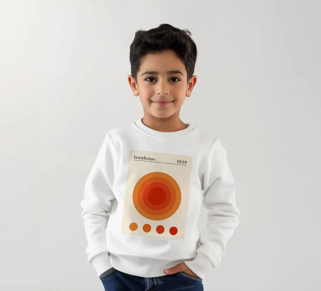 Bauhaus circle design orange kids sweatshirt by Whole©