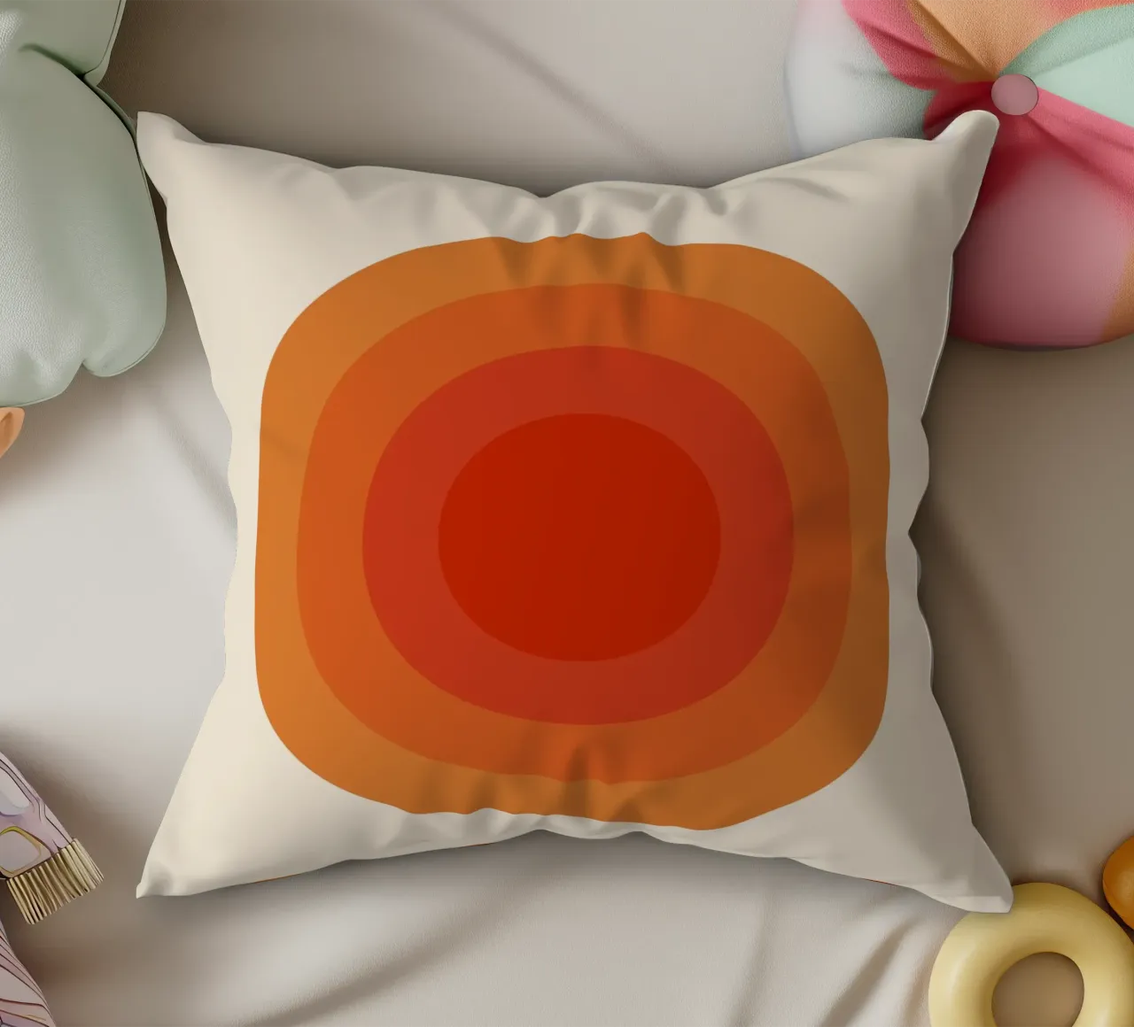 Bauhaus circle design orange decorative cushion by Whole©