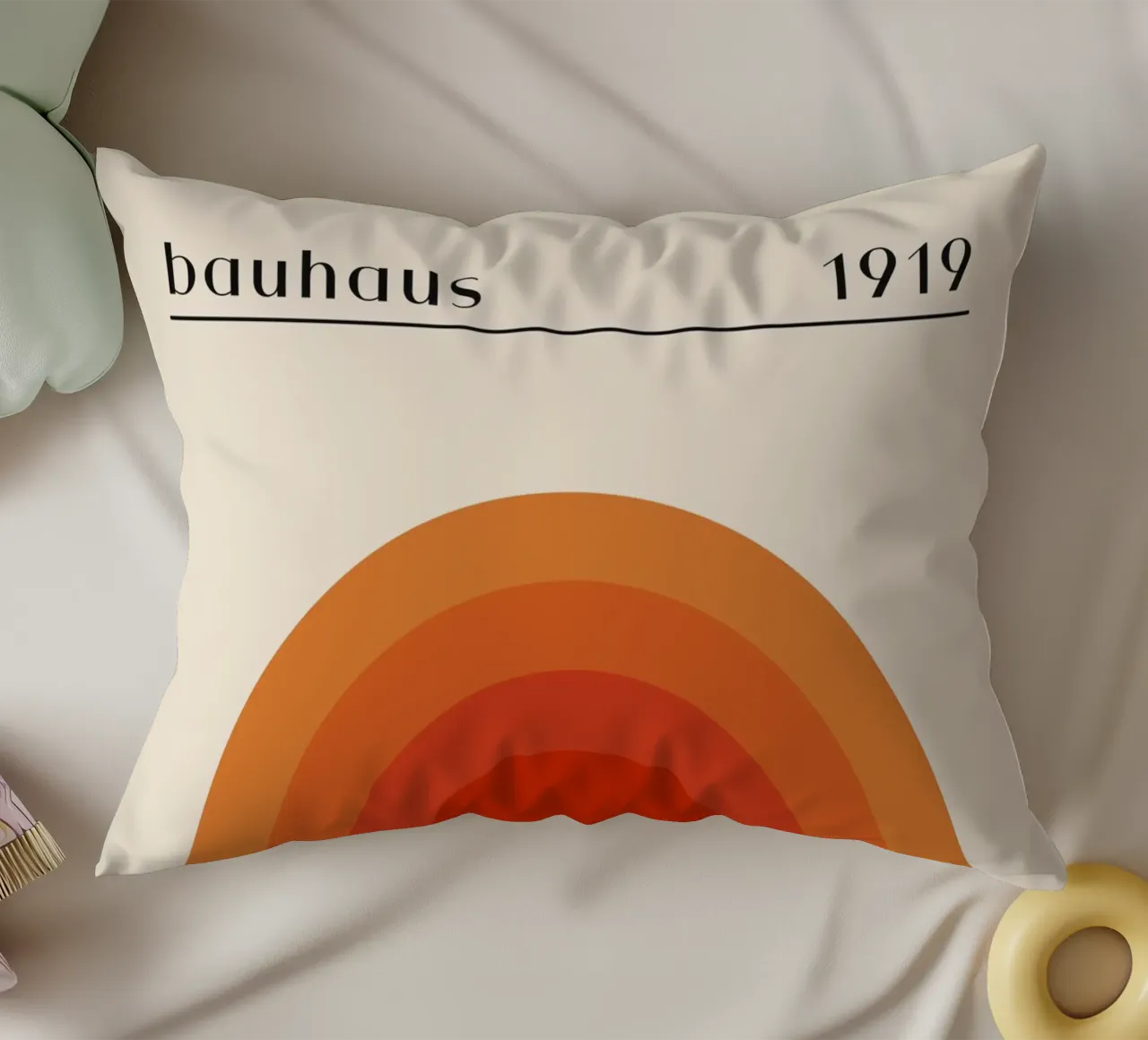 Bauhaus circle design orange decorative cushion by Whole©