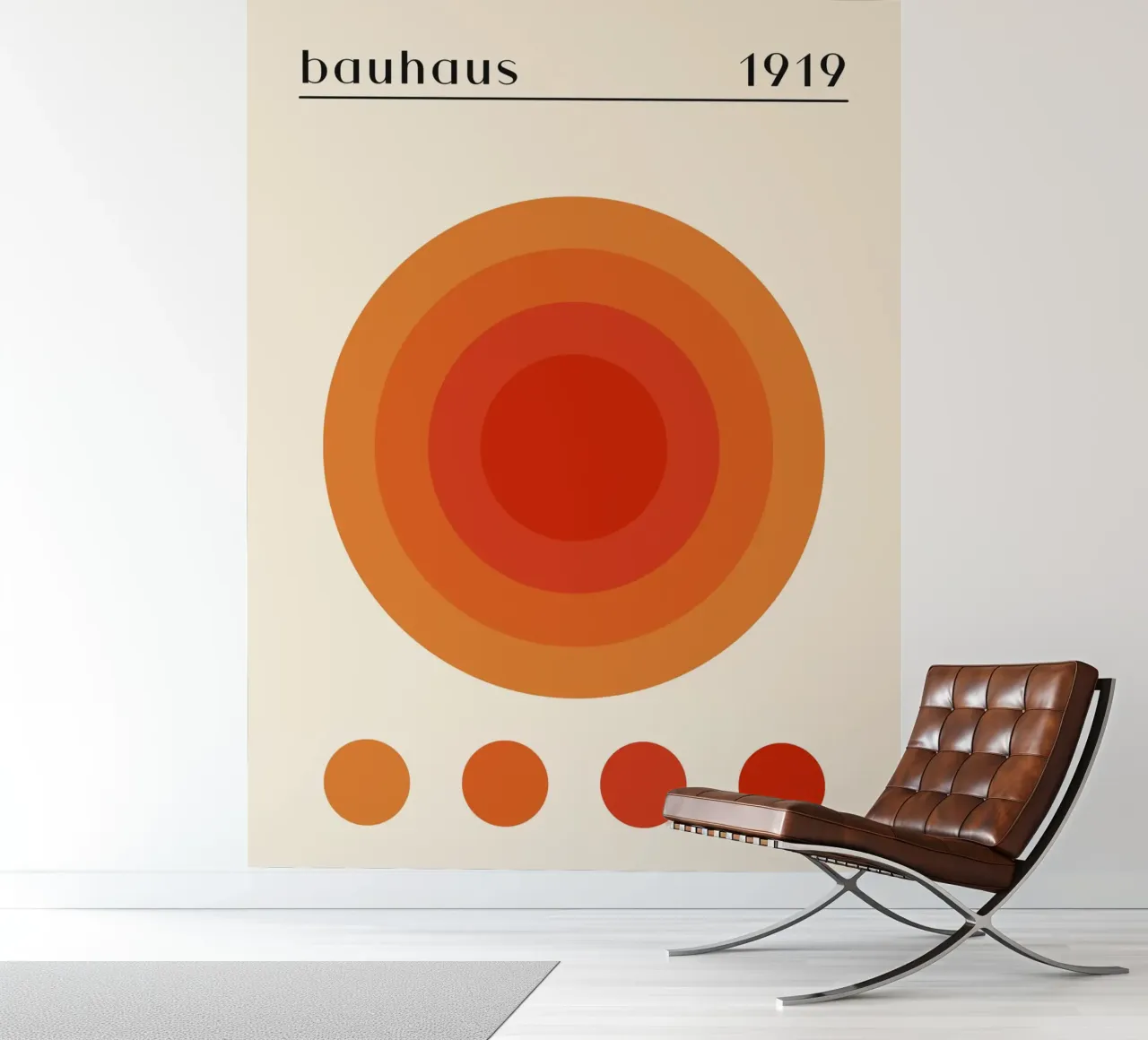 Bauhaus circle design orange photo wallpaper by Whole©