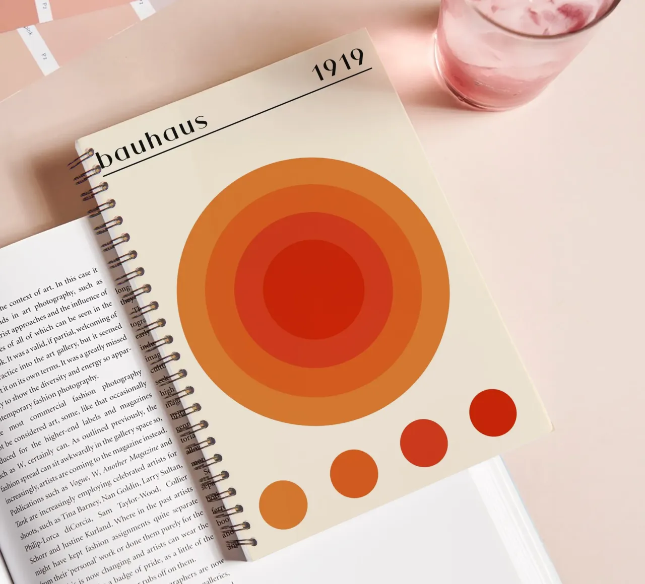 Bauhaus circle design orange spiral notebook by Whole©
