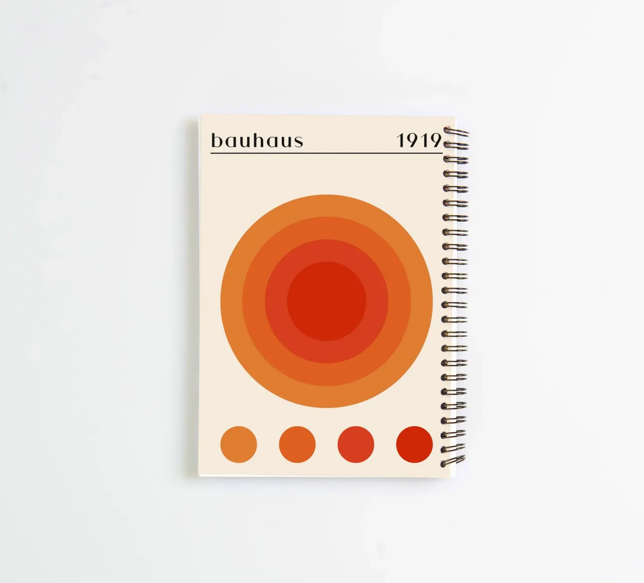 Bauhaus circle design orange spiral notebook by Whole©