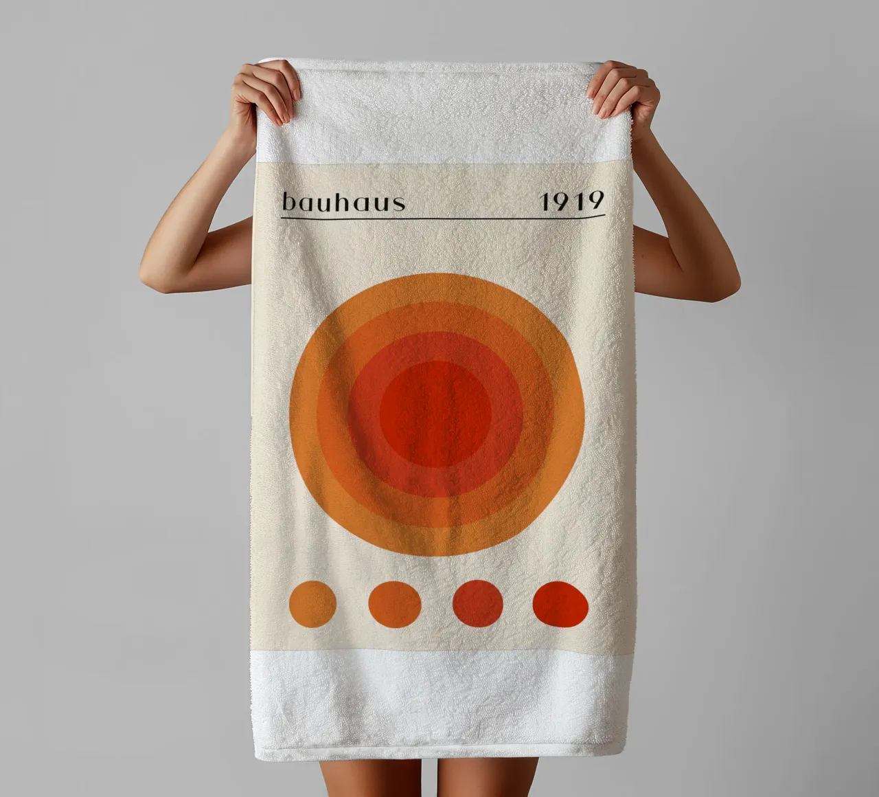 Bauhaus circle design orange towel by Whole©