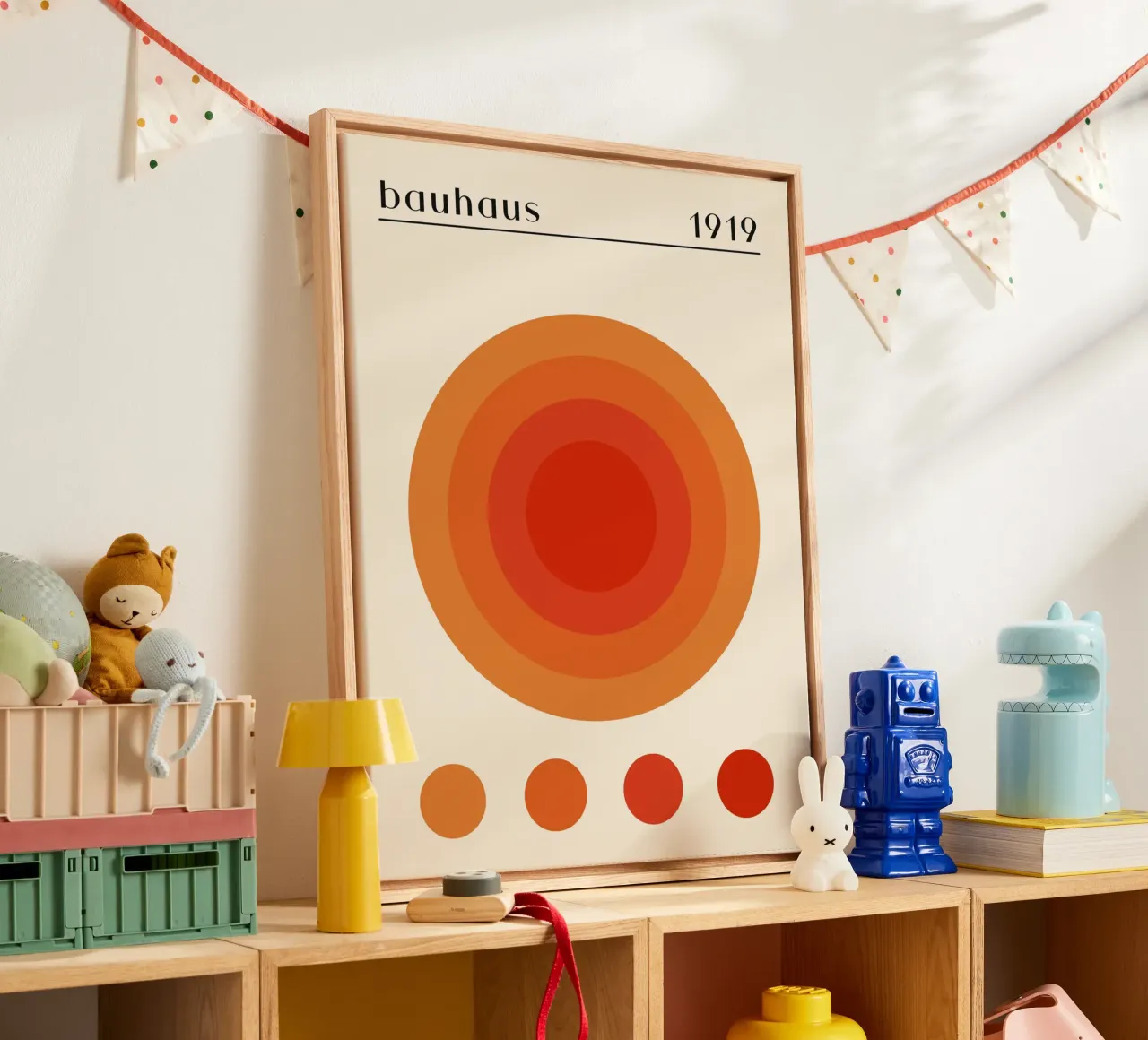 Bauhaus circle design orange canvas by Whole©