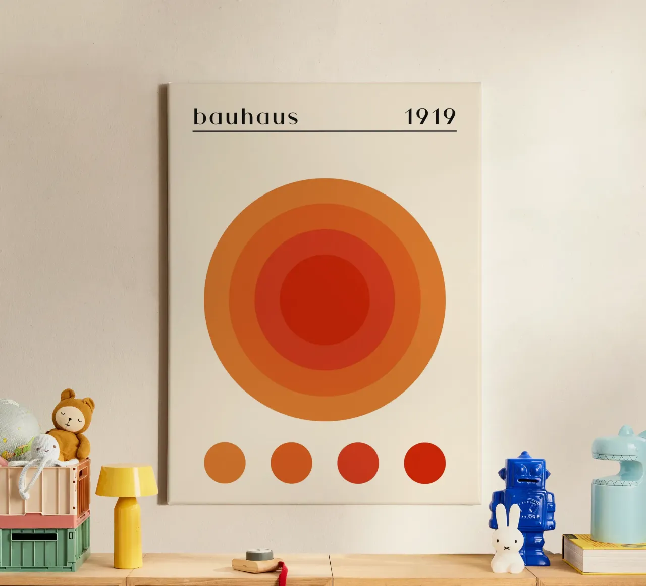 Bauhaus circle design orange canvas by Whole©