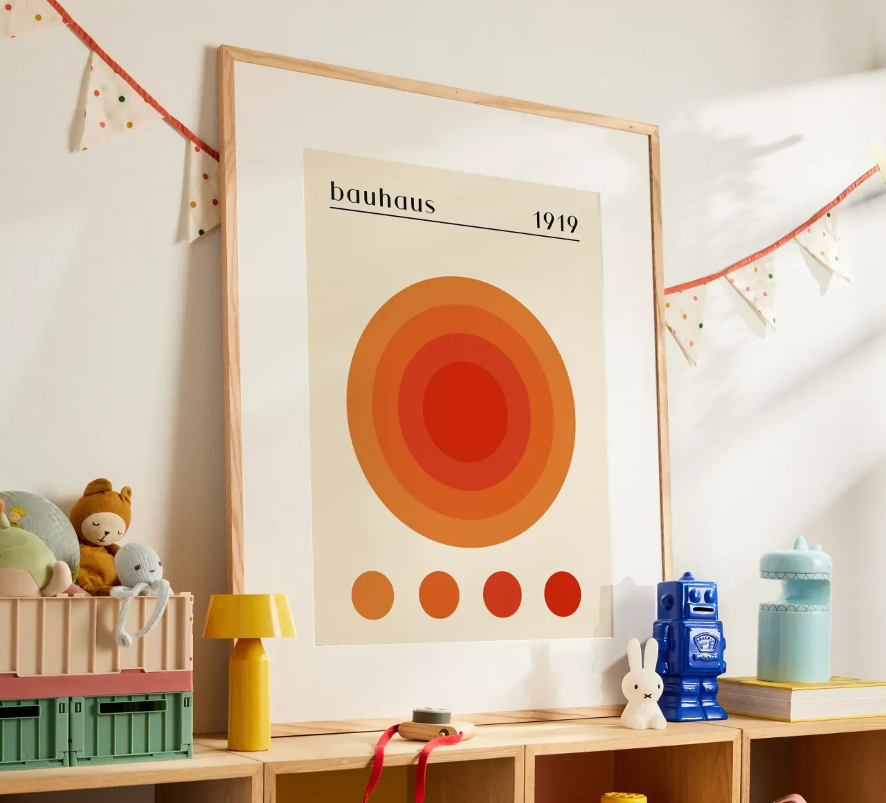 Bauhaus circle design orange poster by Whole©