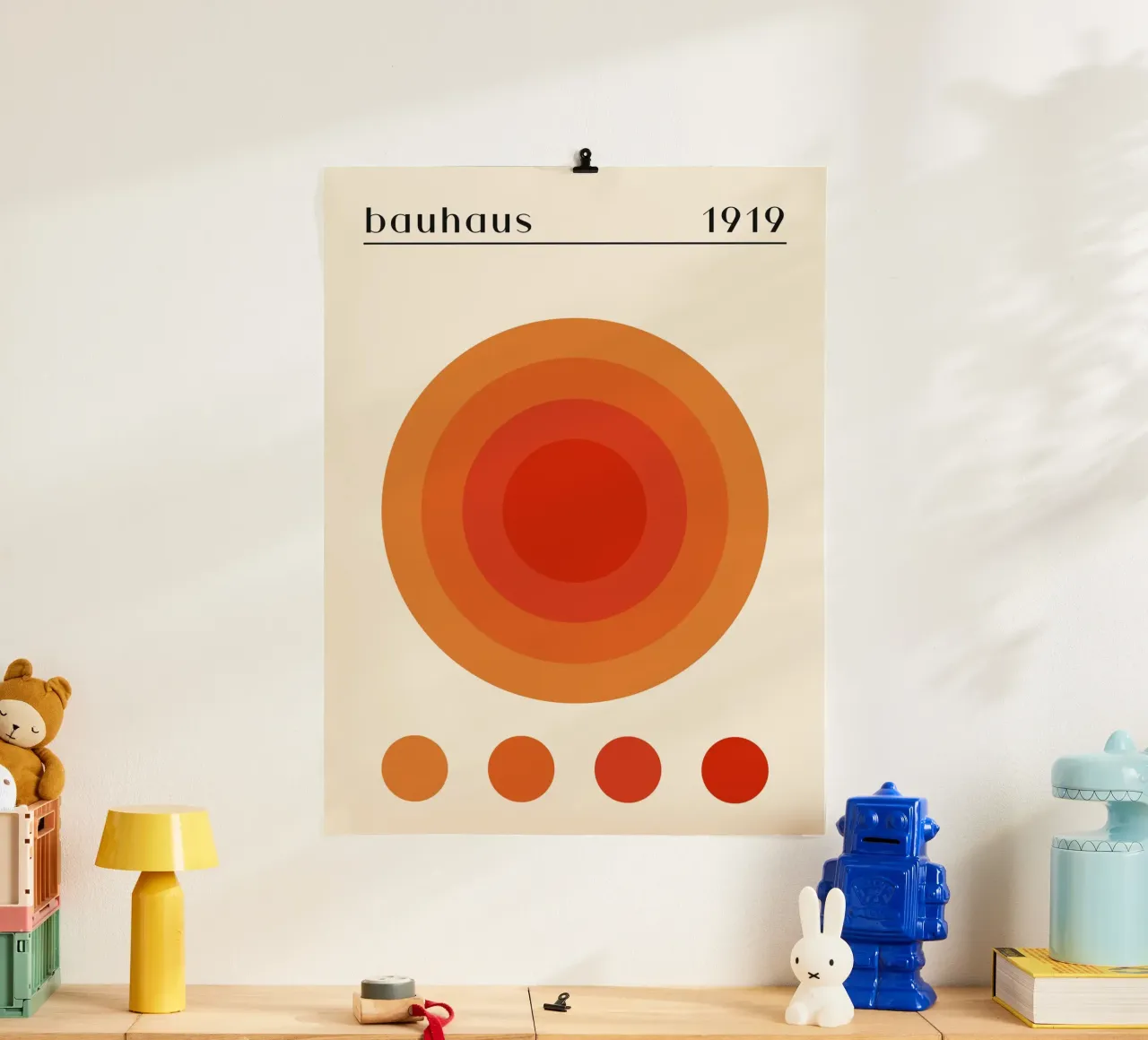 Bauhaus circle design orange poster by Whole©