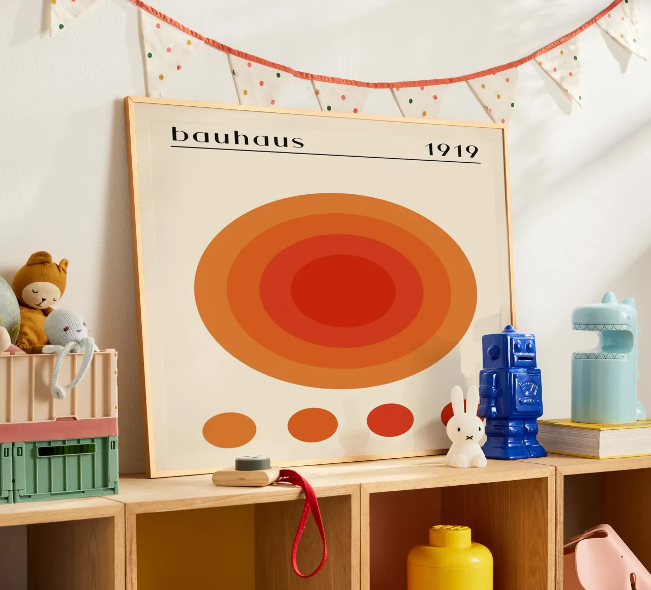 Bauhaus circle design orange poster by Whole©