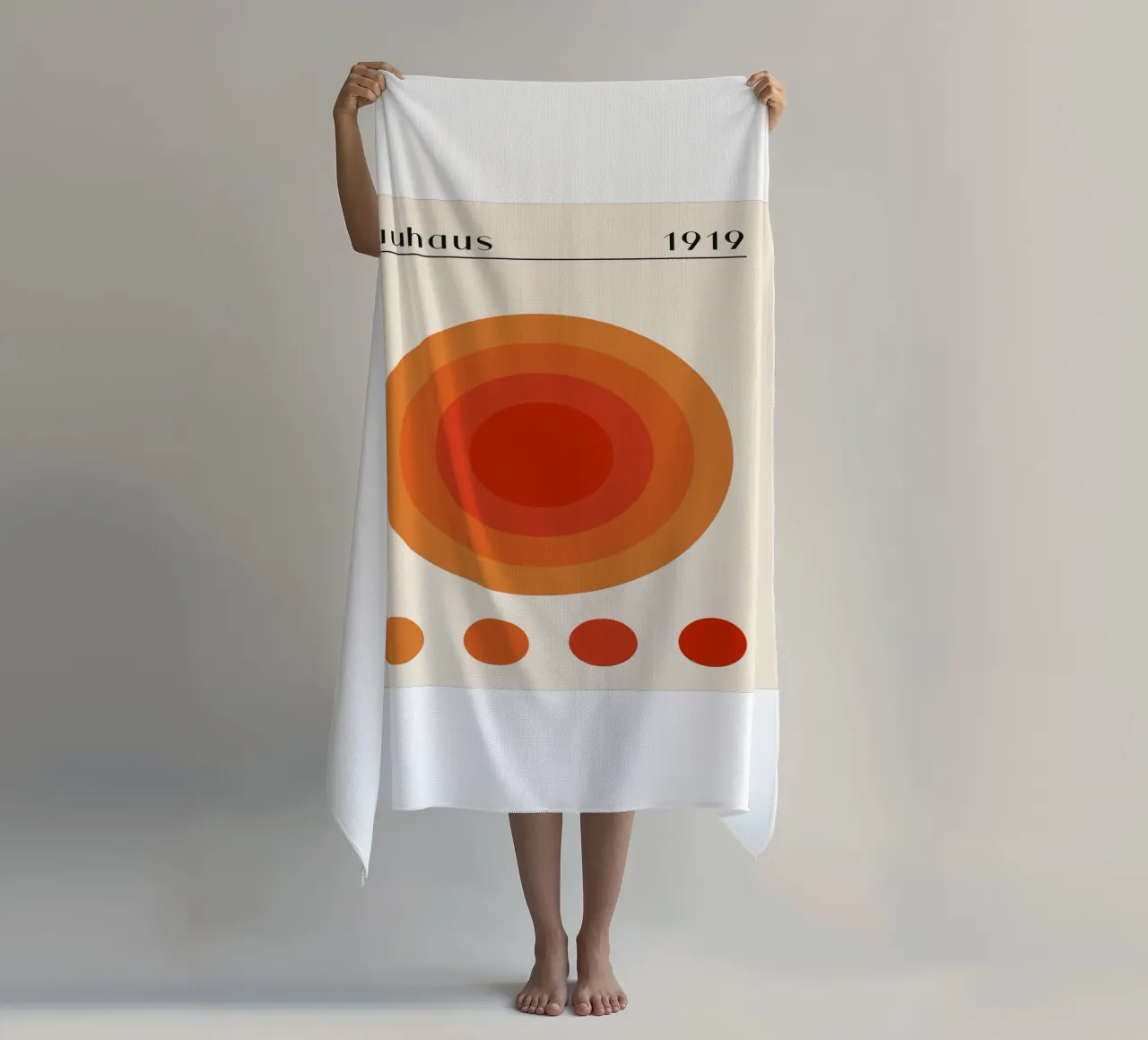 Bauhaus circle design orange beach towel by Whole©