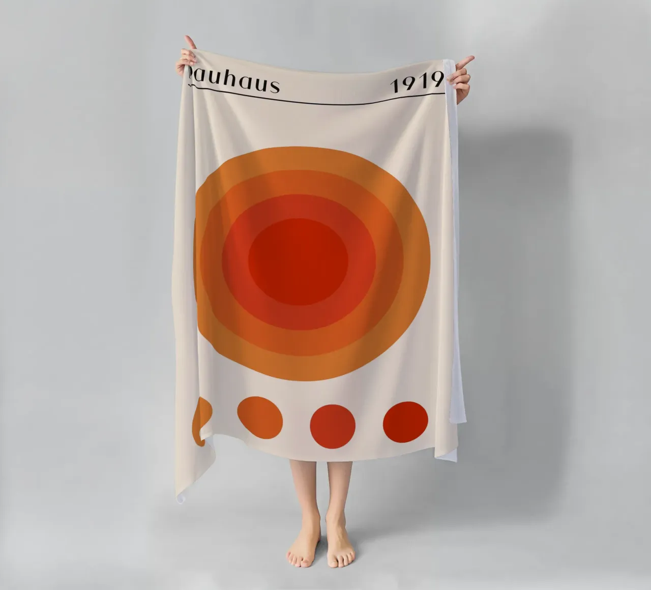 Bauhaus circle design orange beach towel by Whole©