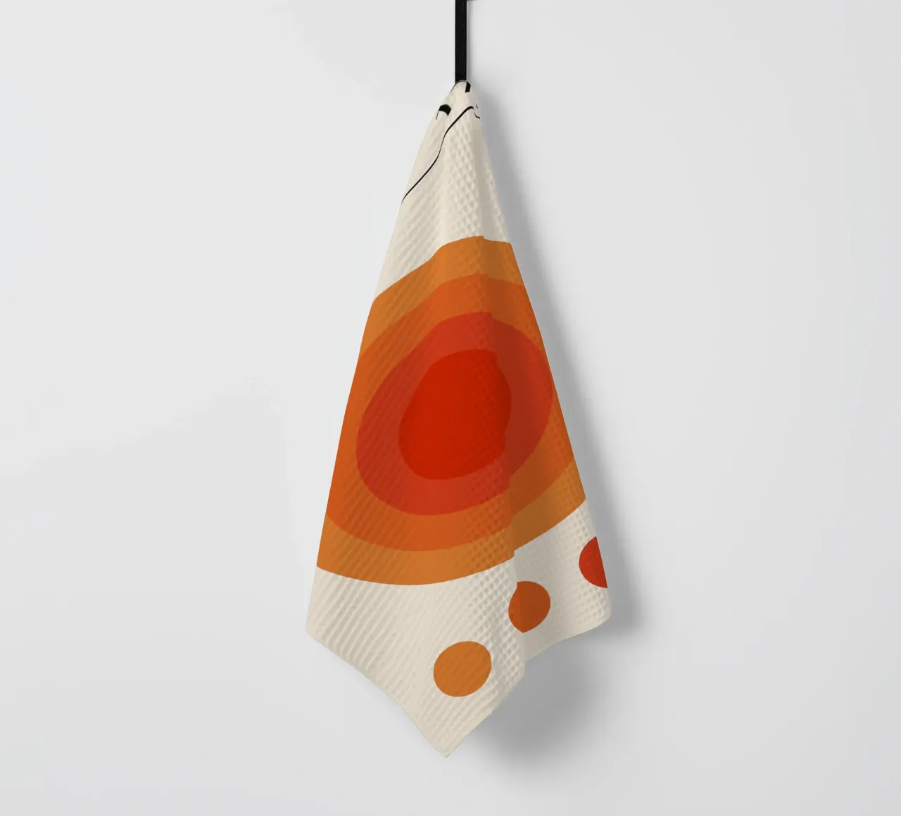 Bauhaus circle design orange tea towel by Whole©