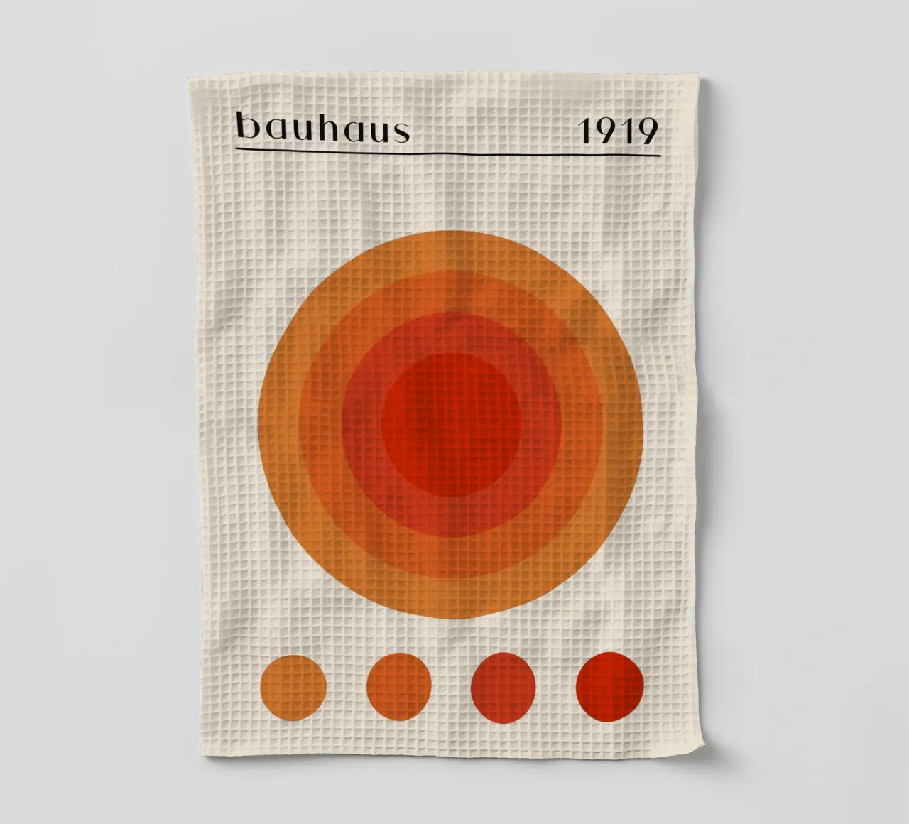 Bauhaus circle design orange tea towel by Whole©