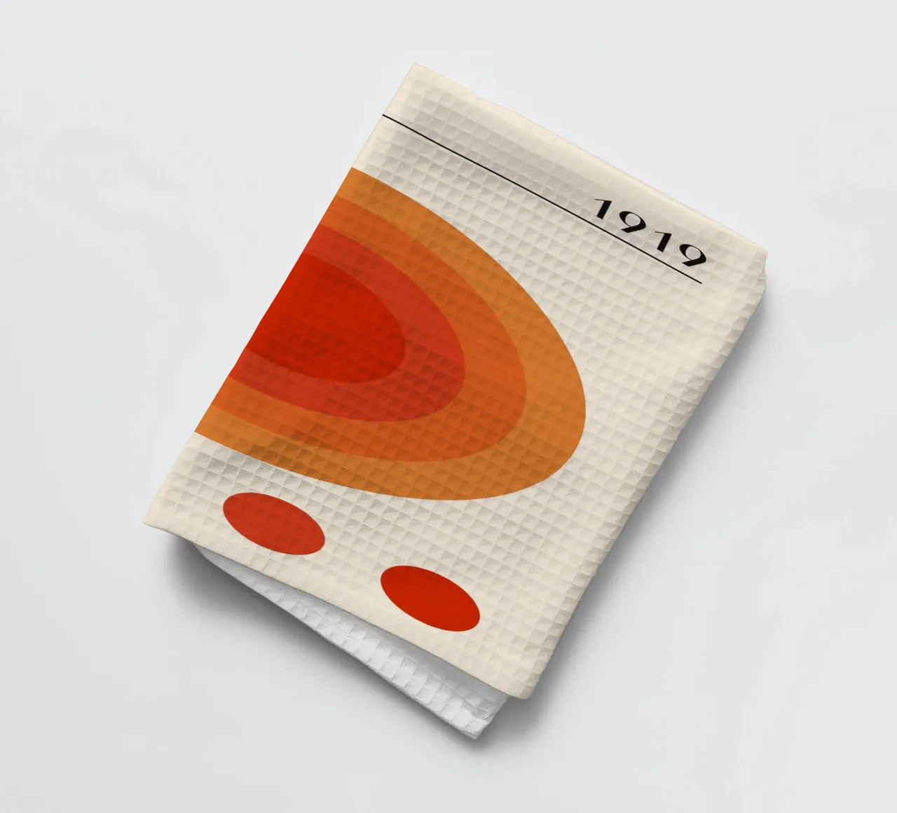 Bauhaus circle design orange tea towel by Whole©