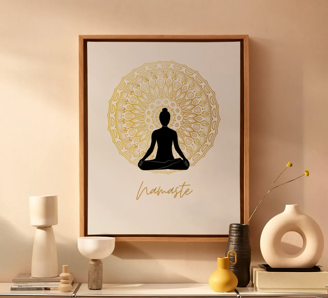 Namaste con la sagoma di una persona tela con Cornice a cassetta da ArtDesign by KBK