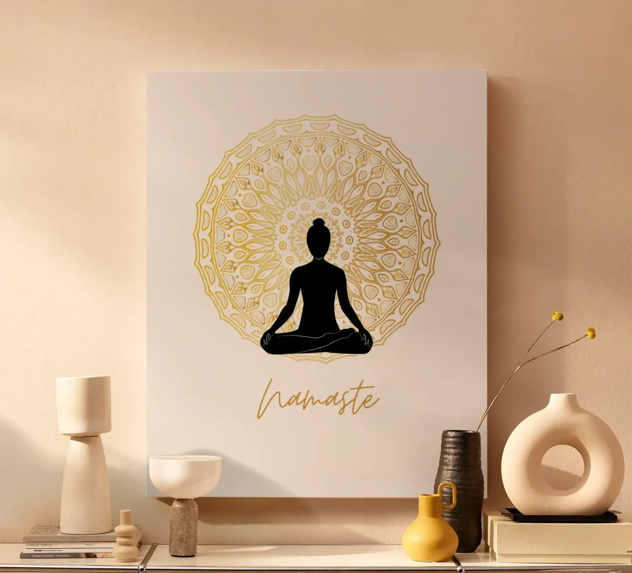 Namaste con la sagoma di una persona tela con Cornice a cassetta da ArtDesign by KBK