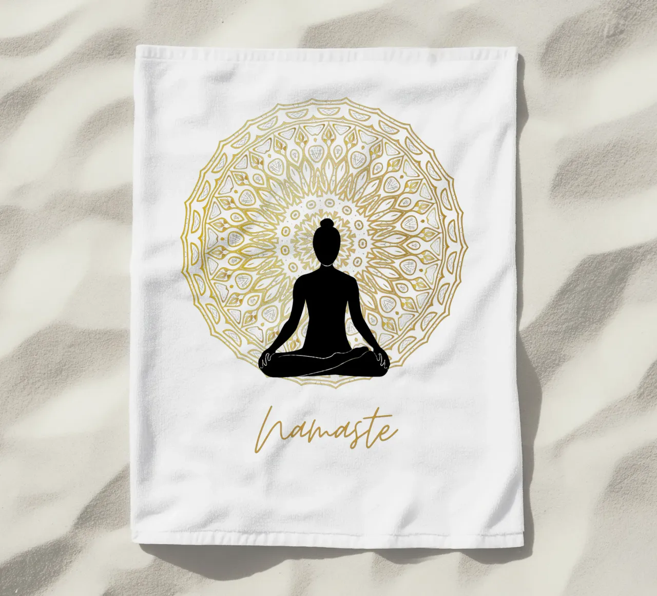 Namaste con la sagoma di una persona telo mare da ArtDesign by KBK