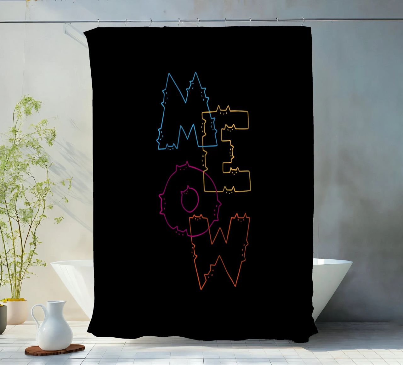 Divisione Meow Cat Lines tenda da doccia da Tobe Fonseca