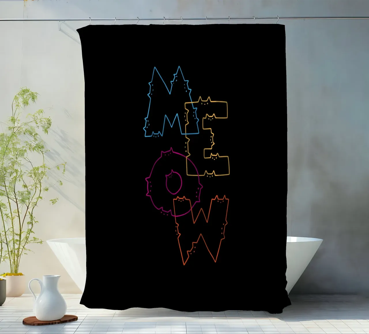 Divisione Meow Cat Lines tenda da doccia da Tobe Fonseca
