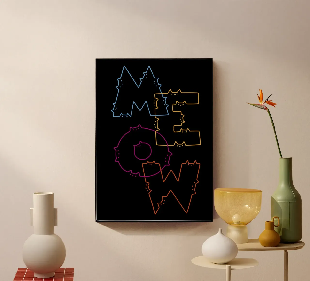 Abteilung Meow Cat Lines Acryl-Glas von Tobe Fonseca