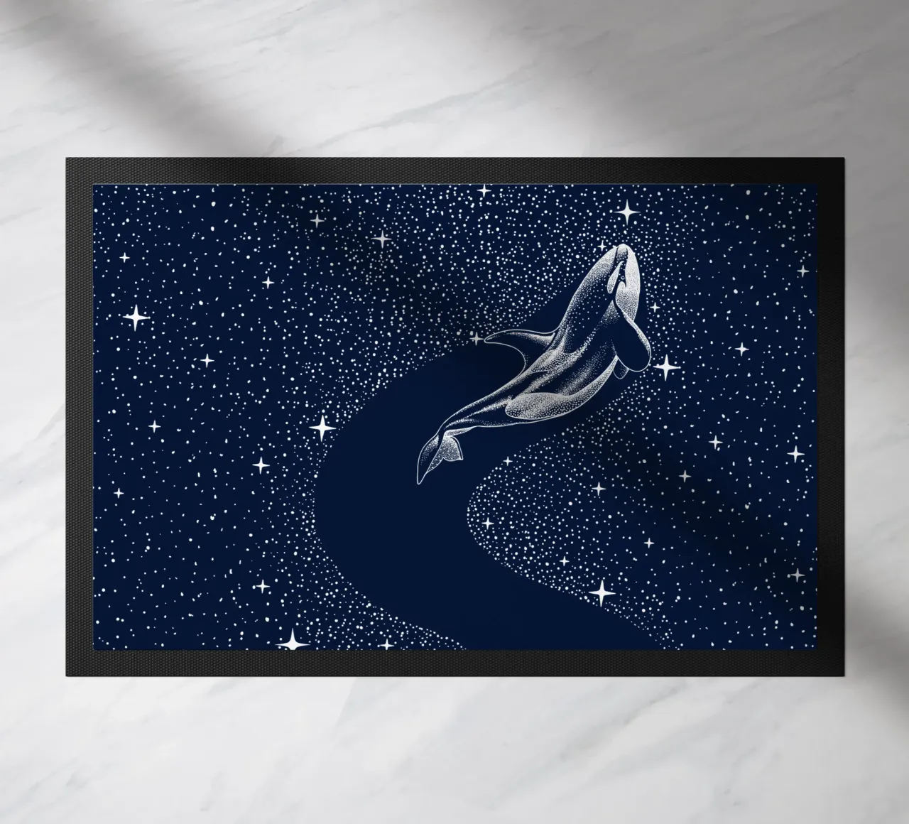 starry orca doormat by aliriza cakir