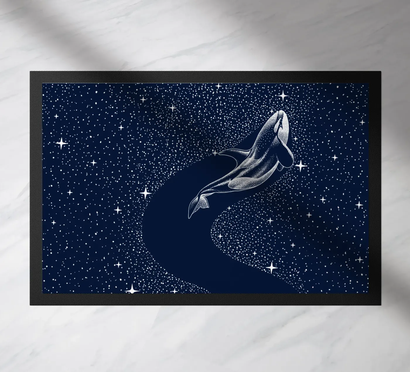 starry orca doormat by aliriza cakir