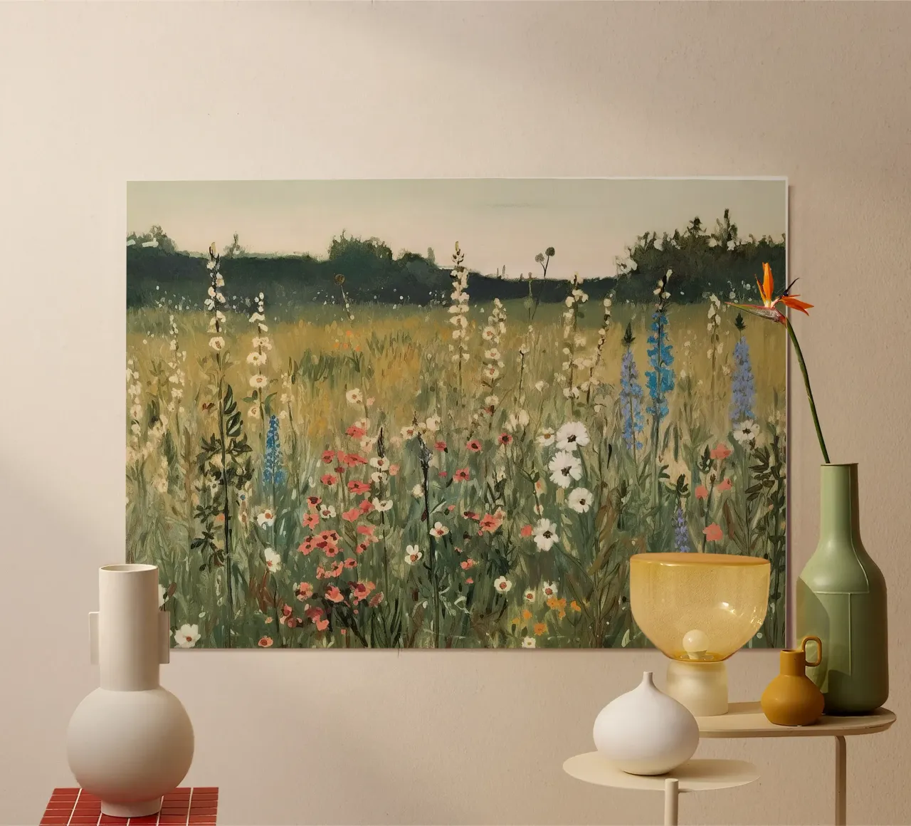 Fiori selvatici Prato Fauvismo Natura poster con telaio in alluminio da Euphoria Theresa