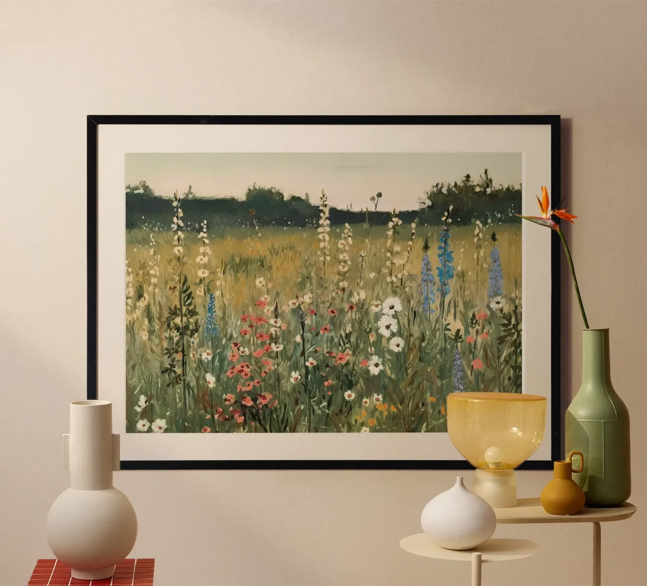 Fiori selvatici Prato Fauvismo Natura poster con telaio in alluminio da Euphoria Theresa