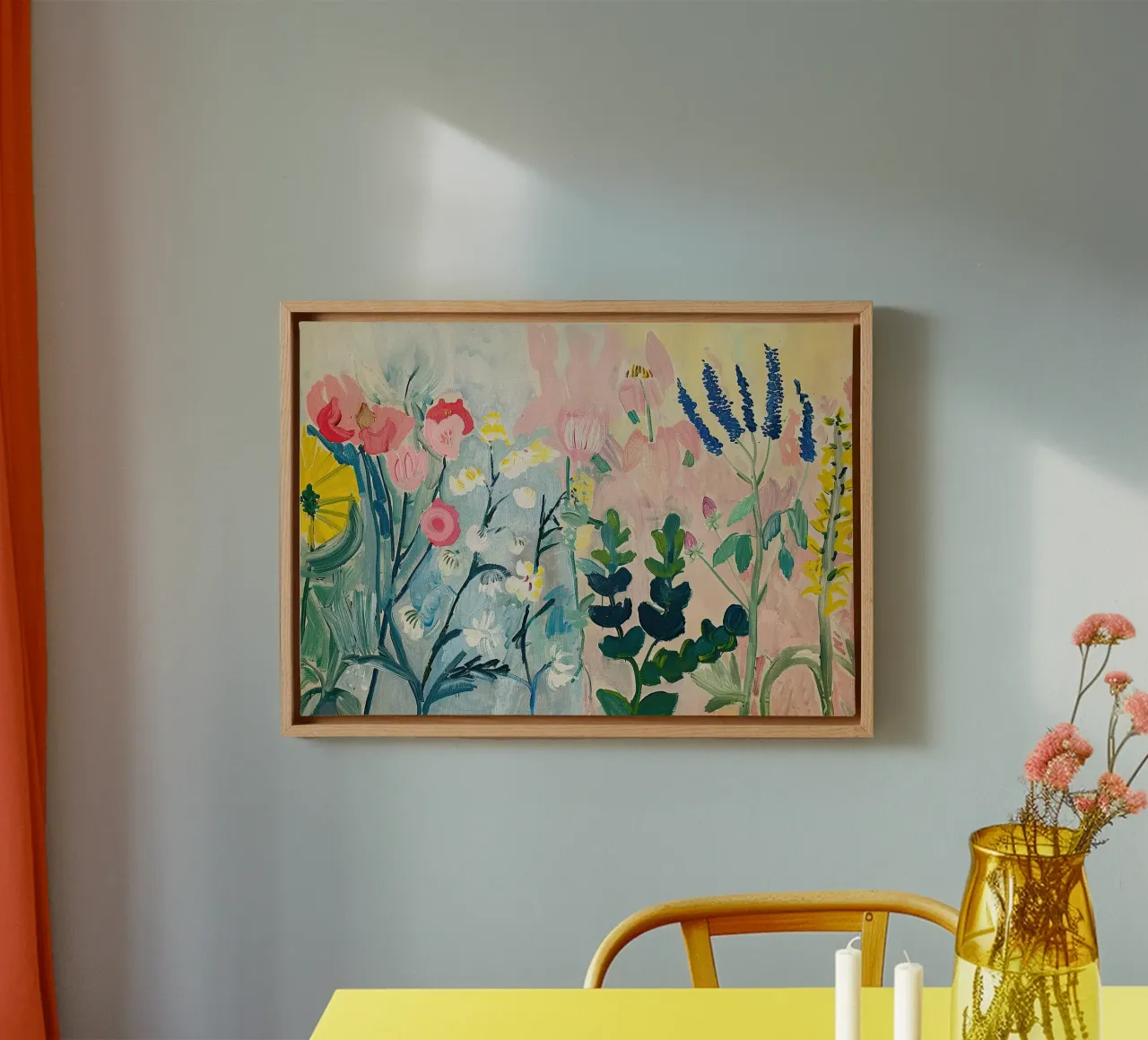 Bloemen Abstract Wilde bloemen Kleurrijk canvas van Euphoria Theresa
