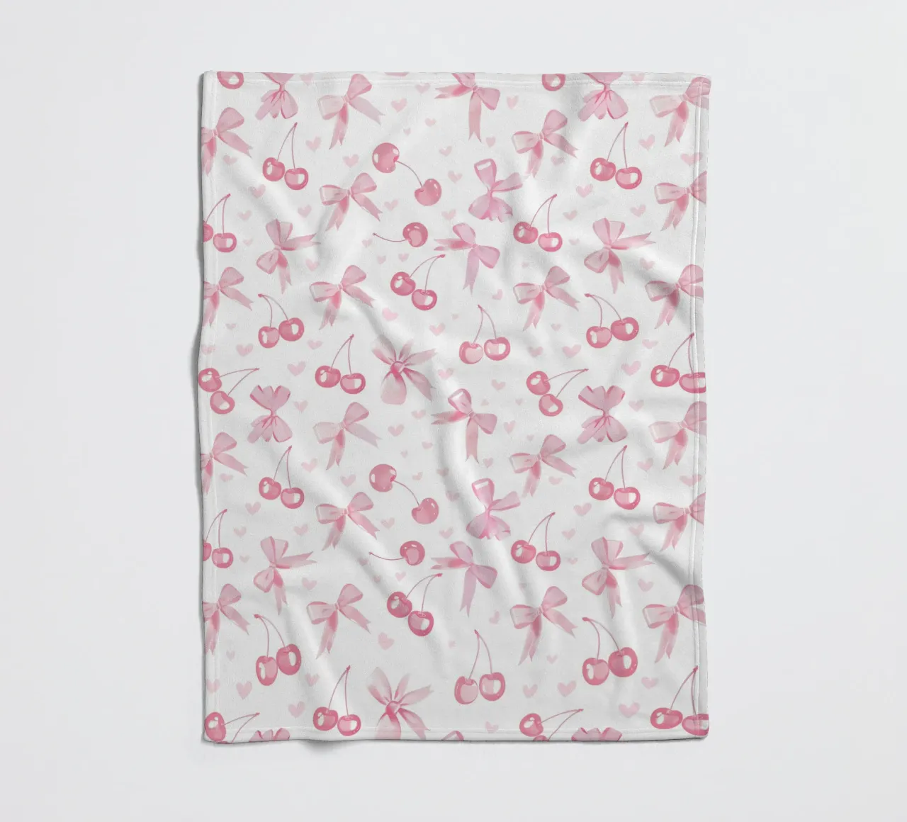 Fiocchi rosa Ciliegie e cuori d'amore Carino San Valentino Coquette coperta in pile da Gentle Echoes Art