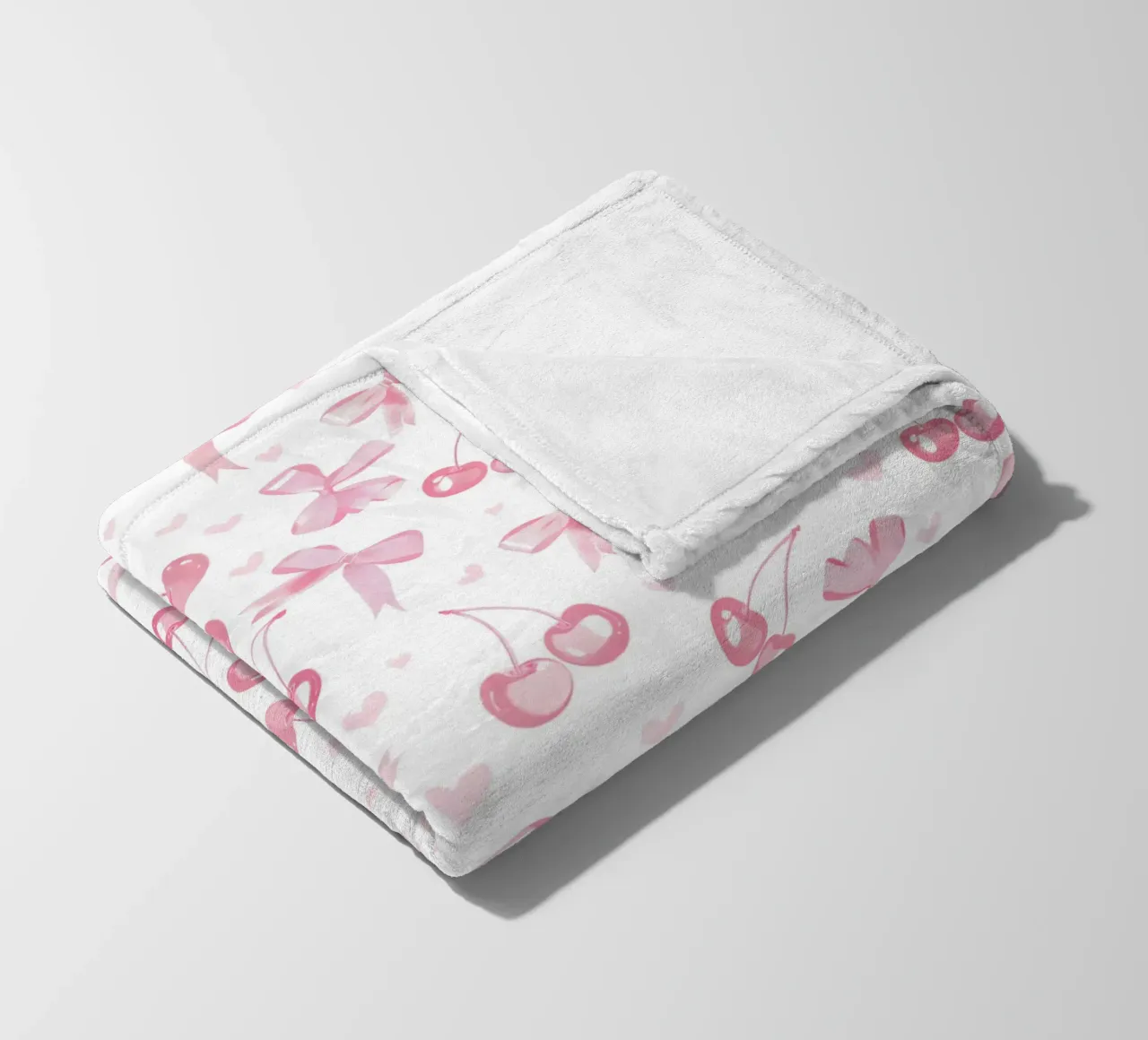 Fiocchi rosa Ciliegie e cuori d'amore Carino San Valentino Coquette coperta in pile da Gentle Echoes Art