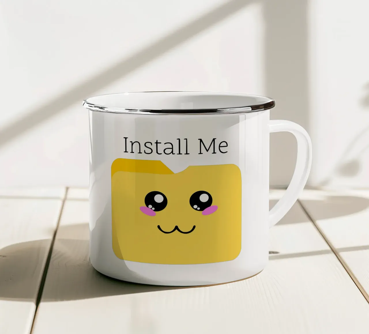 Installatemi nel vostro cuore tazza in smalto da sillyindustries