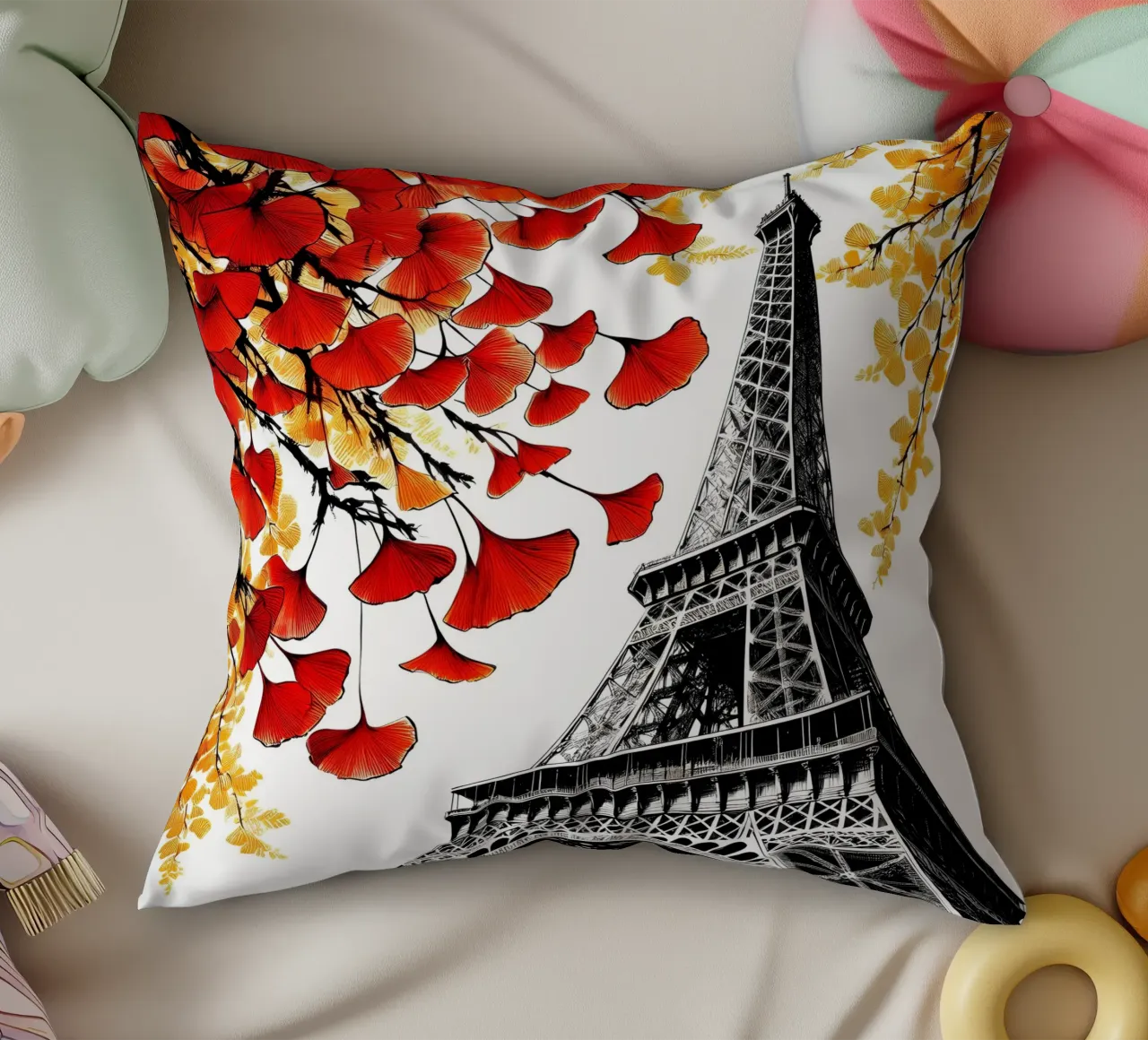 Torre Eiffel a inchiostro cuscino da Digital Naive