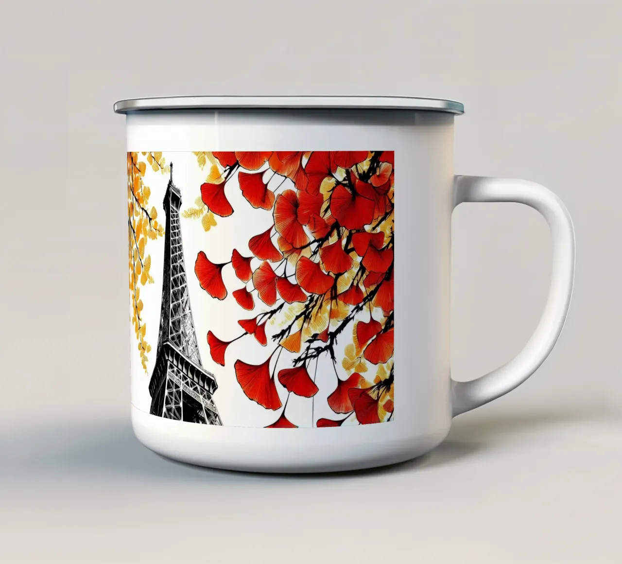 Eiffelturm in Tusche Emaille Tasse von Digital Naive