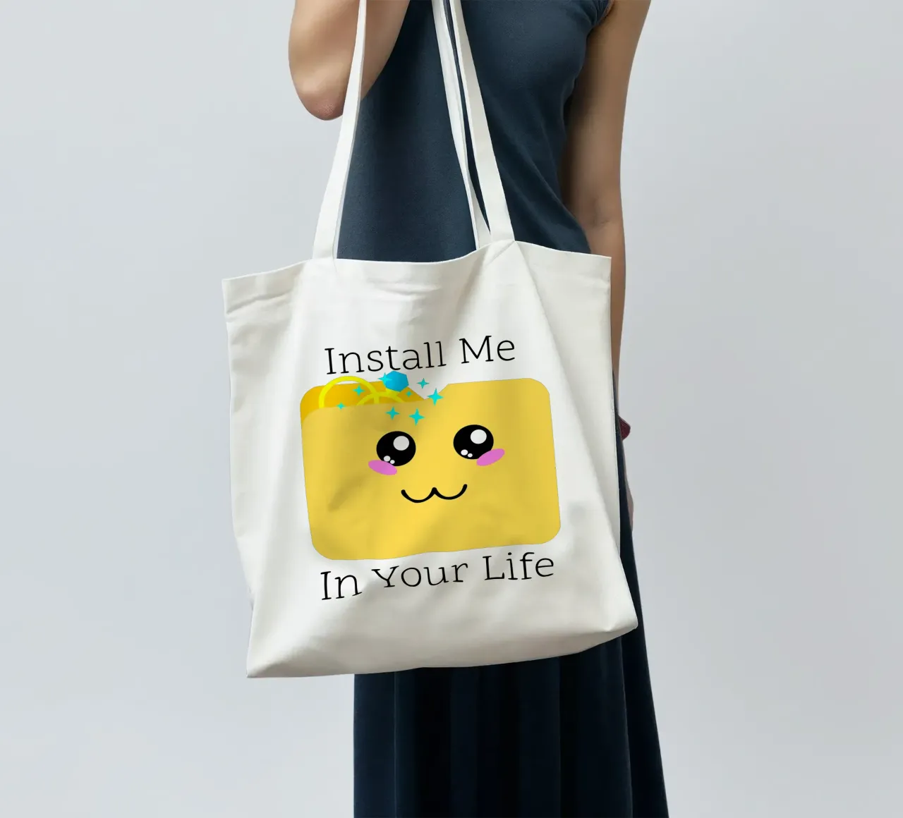 Installiere mich in deinem Leben Niedlicher Geek Tech Hochzeitsantrag Jutebeutel von sillyindustries