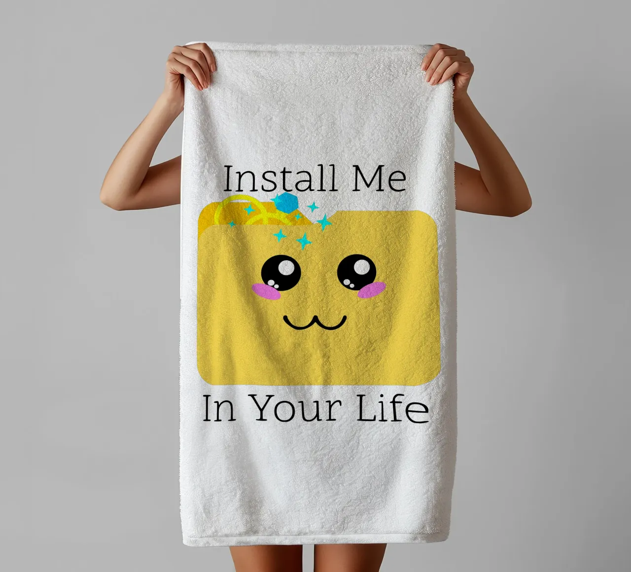 Install Me in Your Life Cute Geek Tech Wedding Proposal towel by sillyindustries