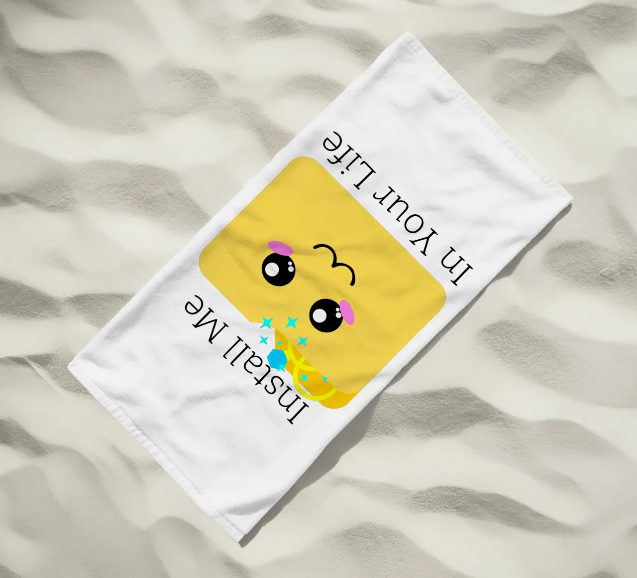 Install Me in Your Life Cute Geek Tech Wedding Proposal beach towel by sillyindustries