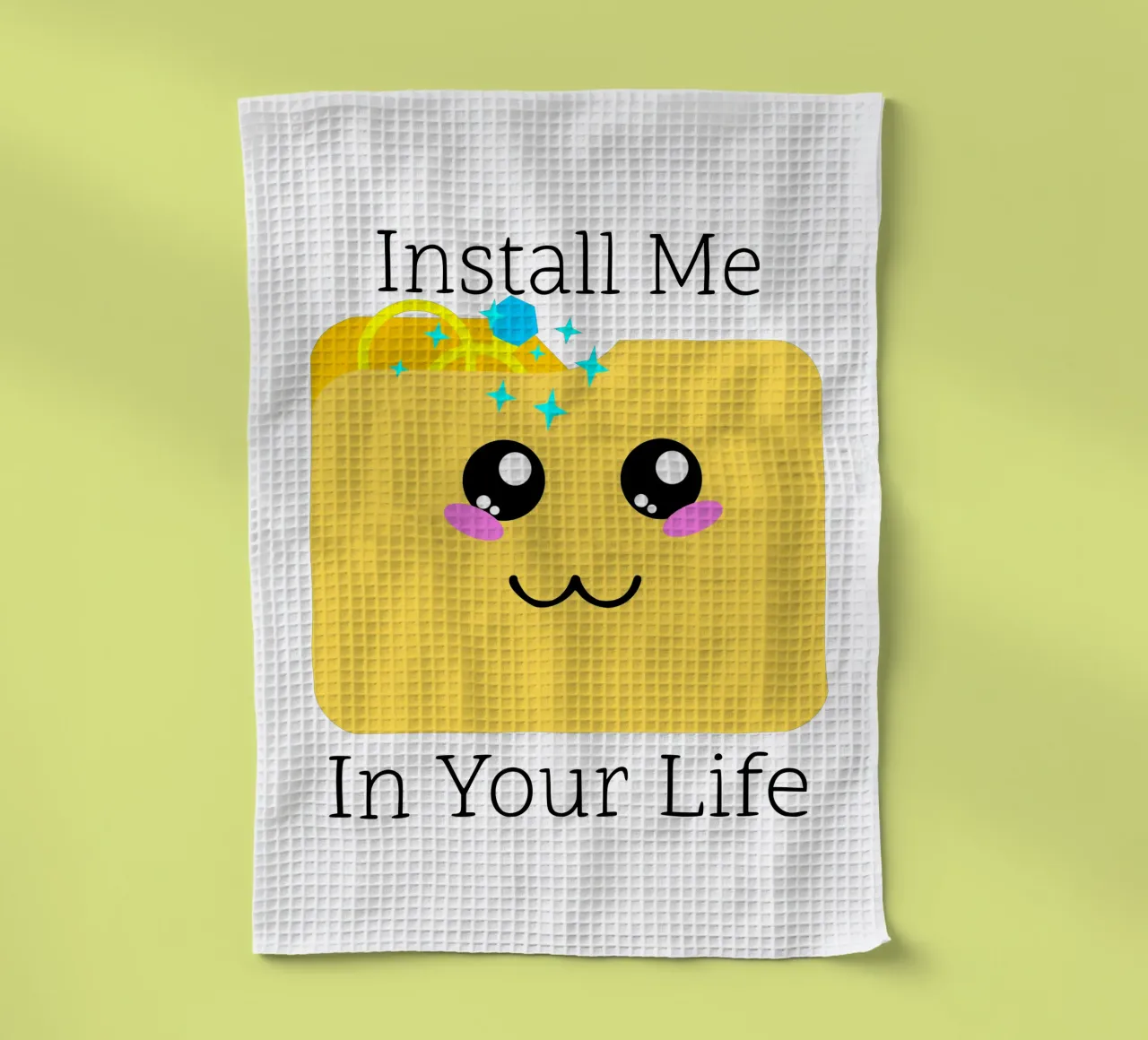 Install Me in Your Life Cute Geek Tech Wedding Proposal tea towel by sillyindustries