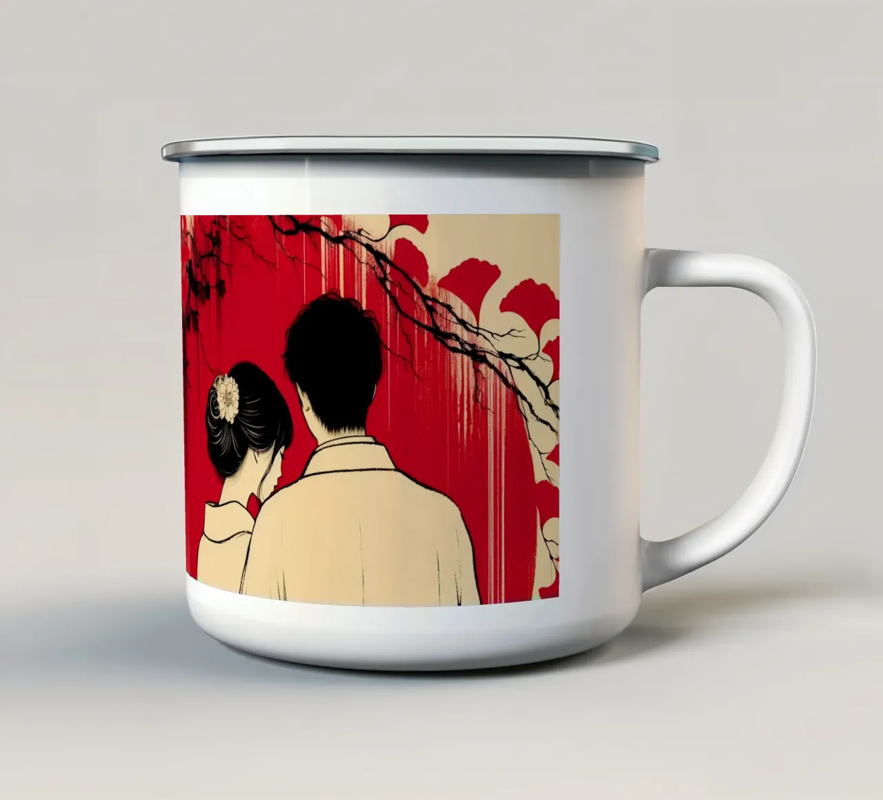 Lui e lei (inchiostro) tazza in smalto da Digital Naive
