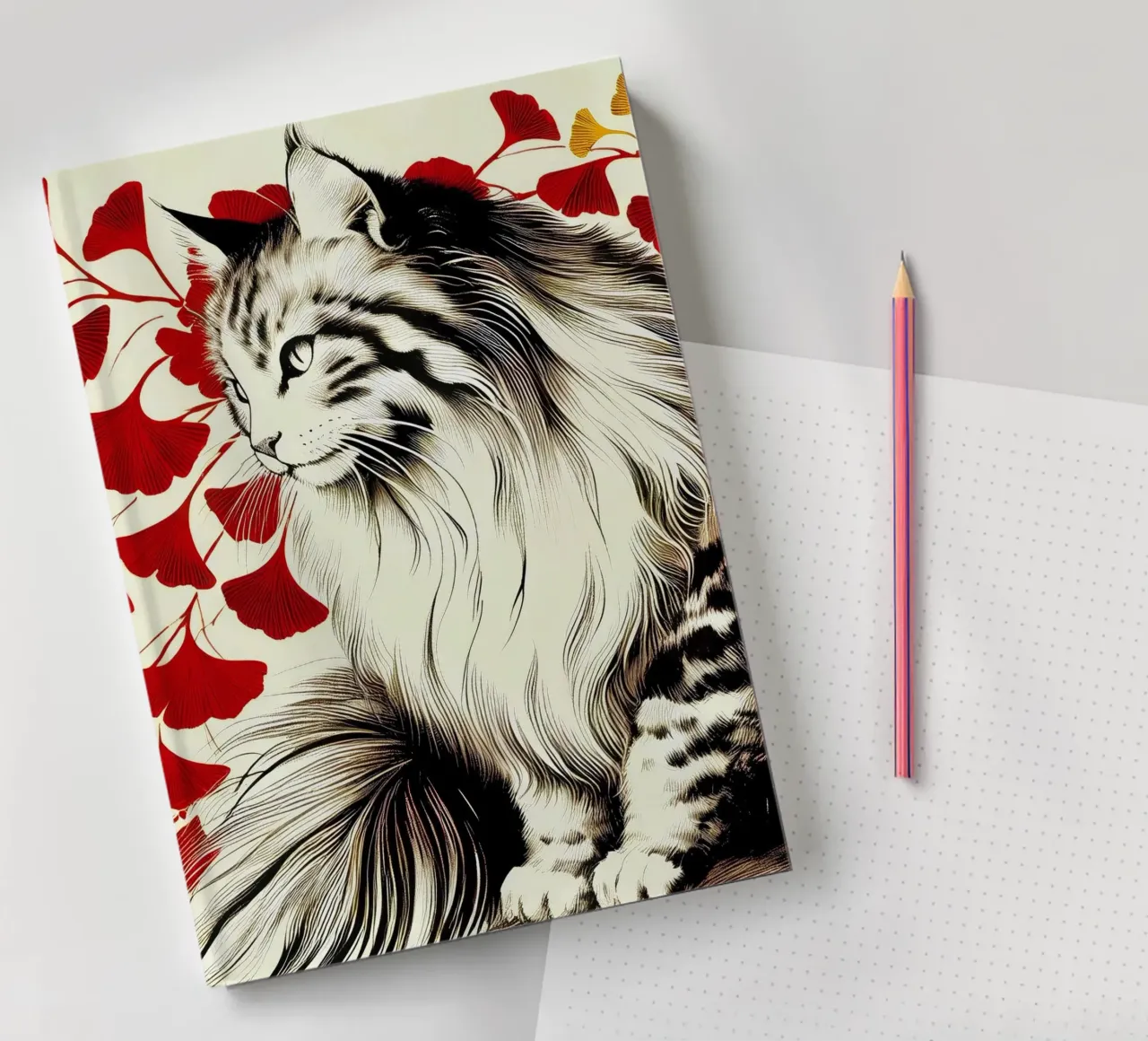Cat and Ginko (ink) notebook by Digital Naive