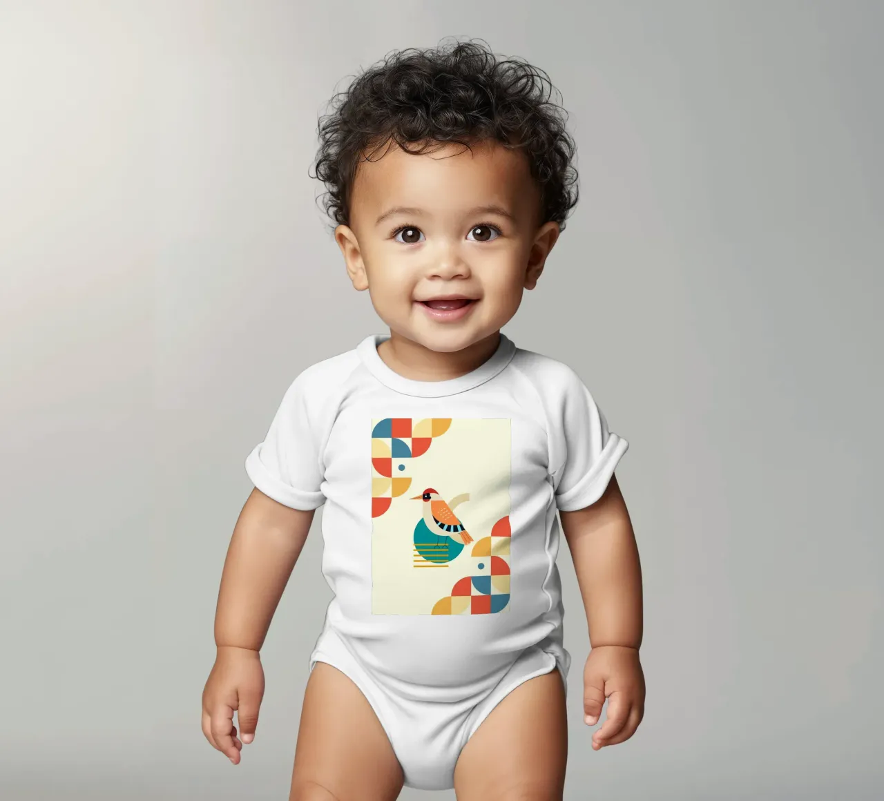 Bird design geometric body neonato maniche corte da LisaArtes