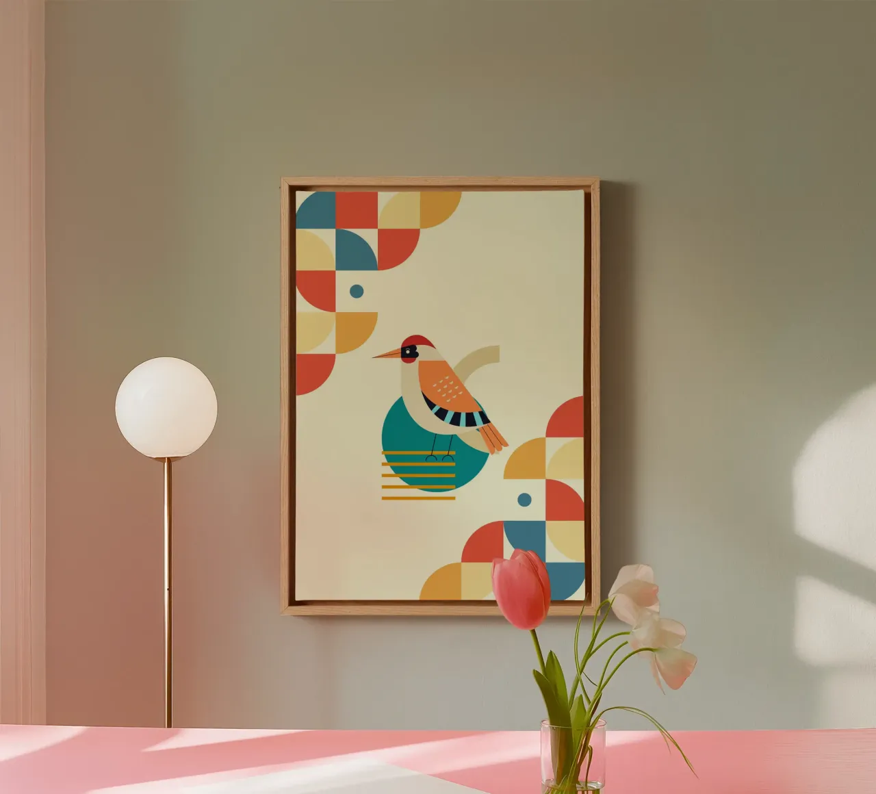 Bird design geometric tela con Cornice a cassetta da LisaArtes