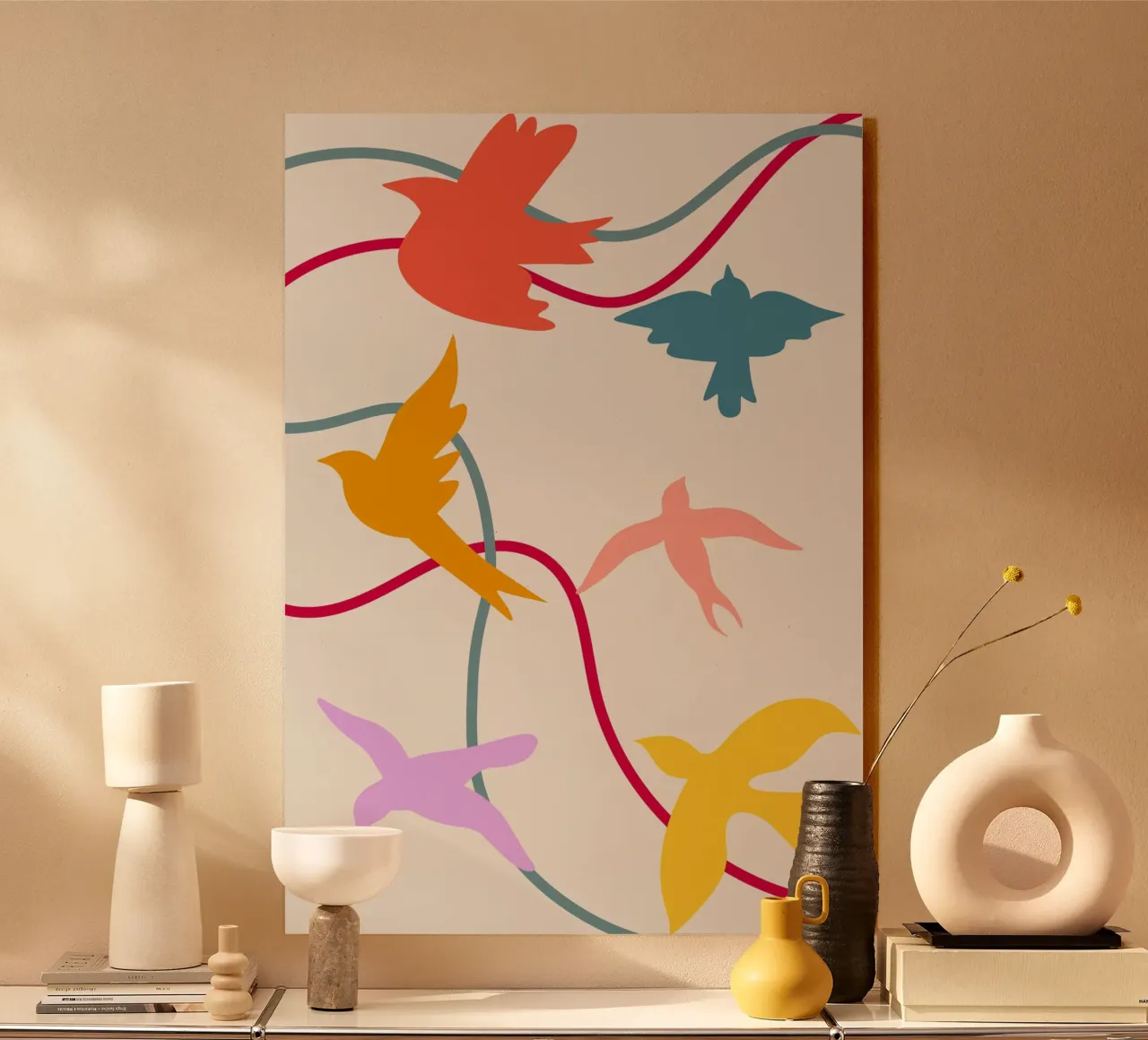 Colorful birds in flight alluminio dibond da LisaArtes