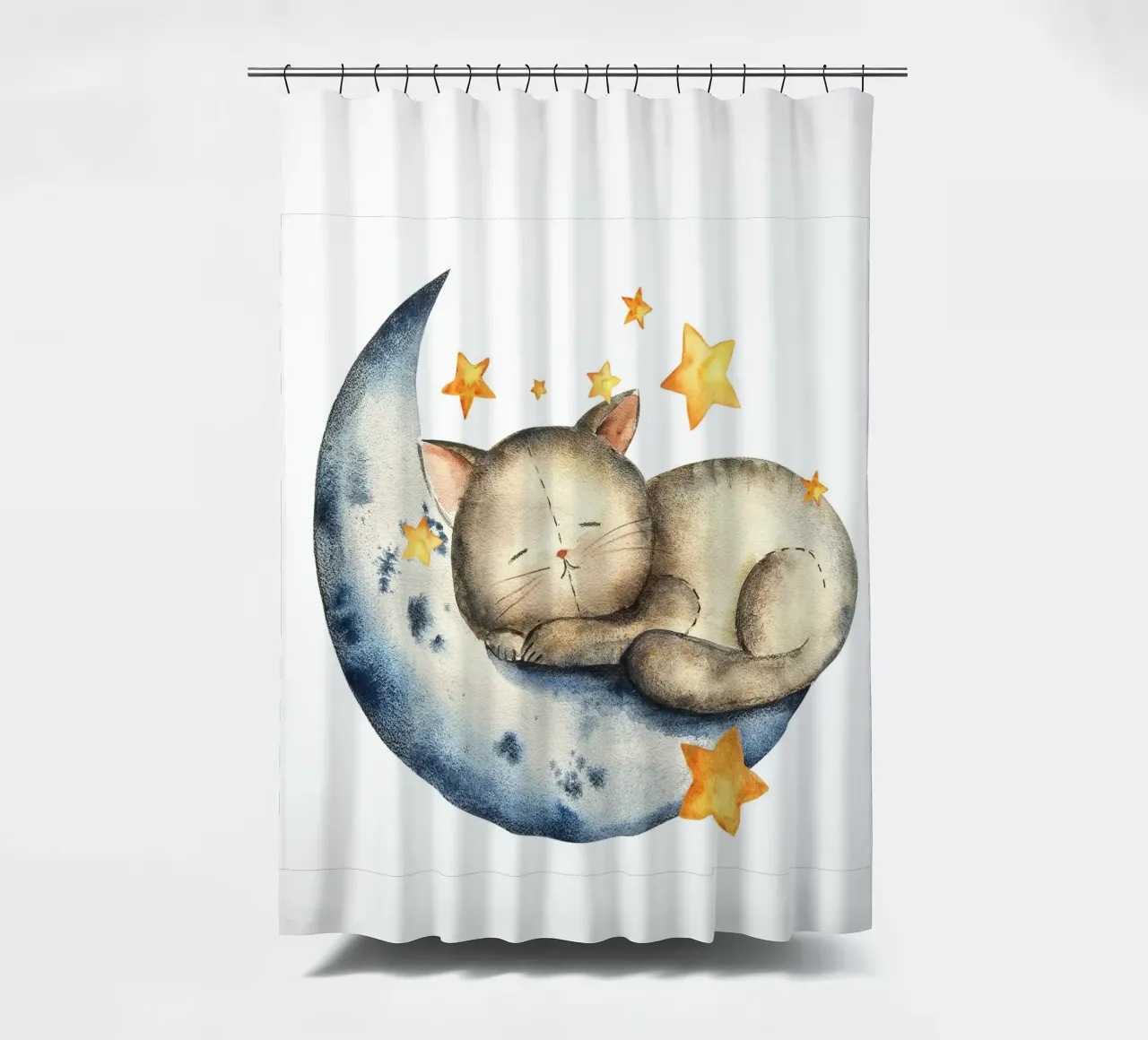 Sleeping Cat shower curtain by Indigo Rain