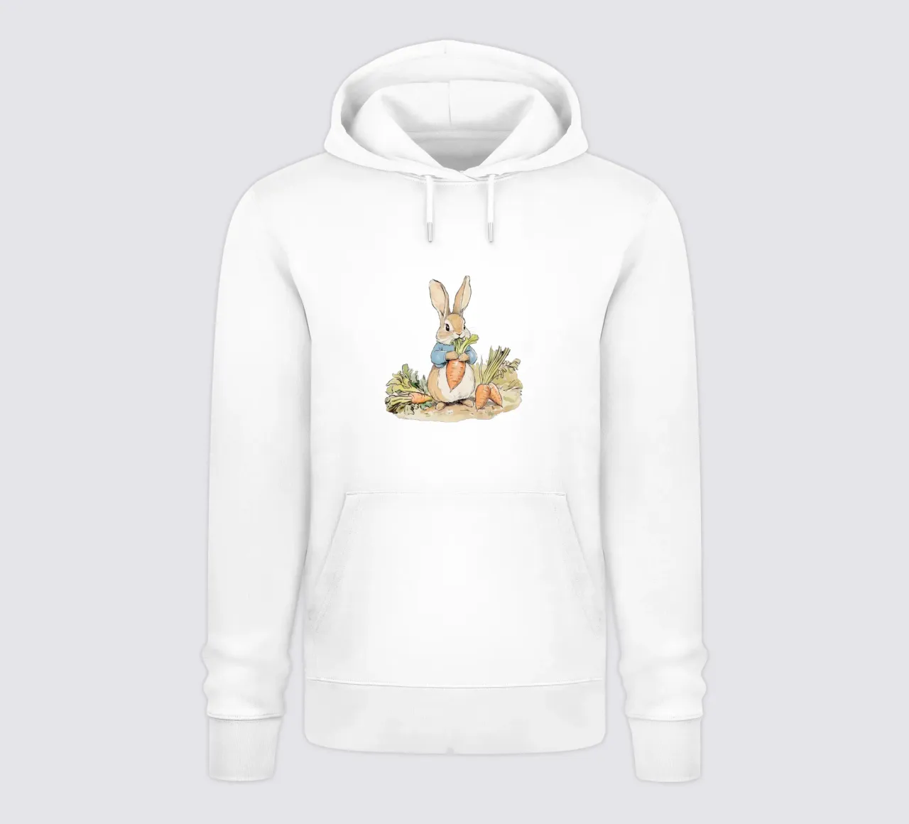 Coniglio con carote felpa con cappuccio da Melloi Art Print