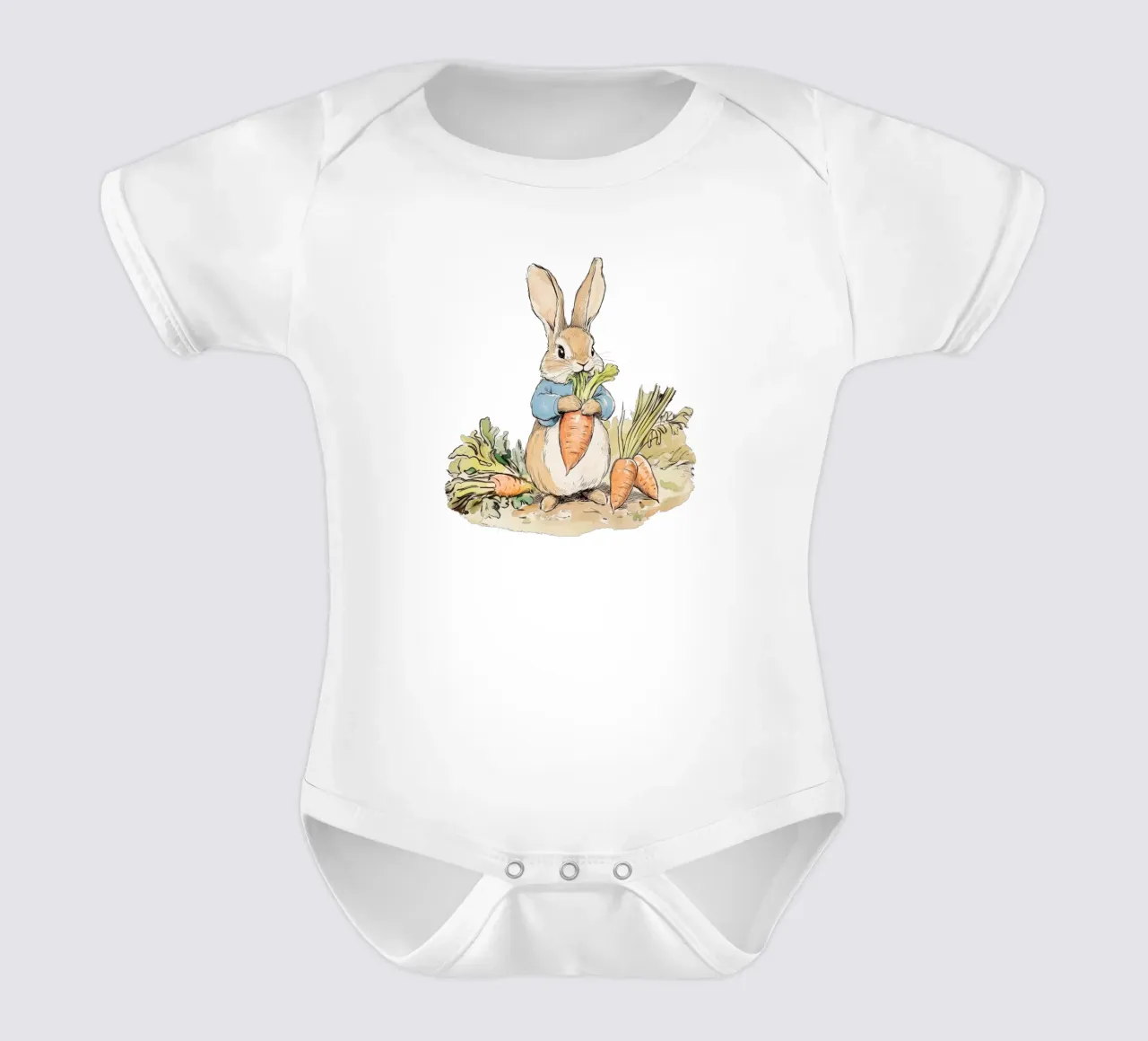 Coniglio con carote body neonato maniche corte da Melloi Art Print