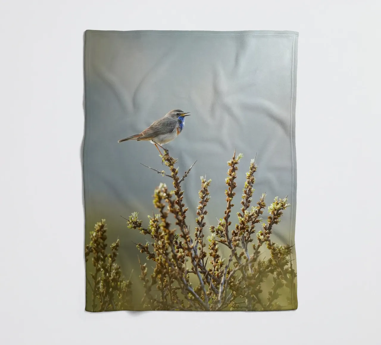 Bluethroat fleece blanket by Tom's Wildlife