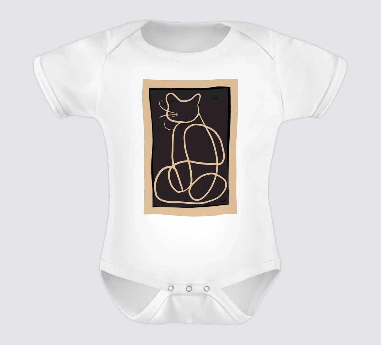 Abstract Line Art Cat short-sleeve baby romper by ThingDesign