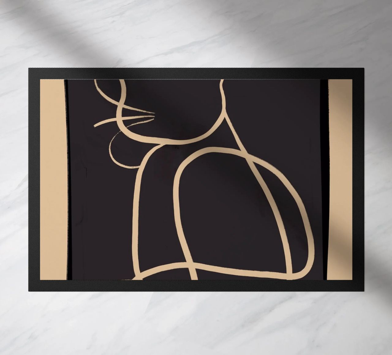 Abstract Line Art Cat doormat by ThingDesign