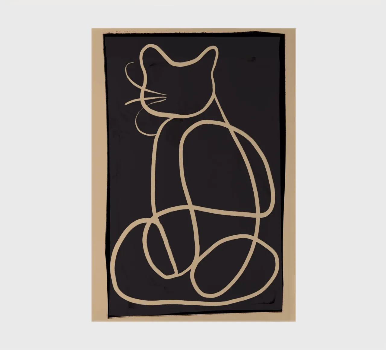 Abstrakte Linienkunst Katze Notizbuch von ThingDesign