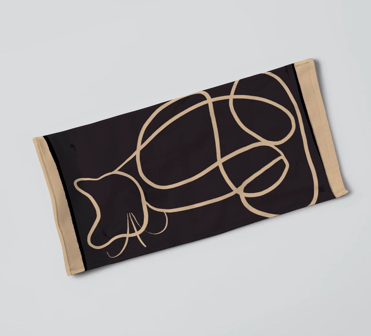 Abstract Line Art Cat towel by ThingDesign